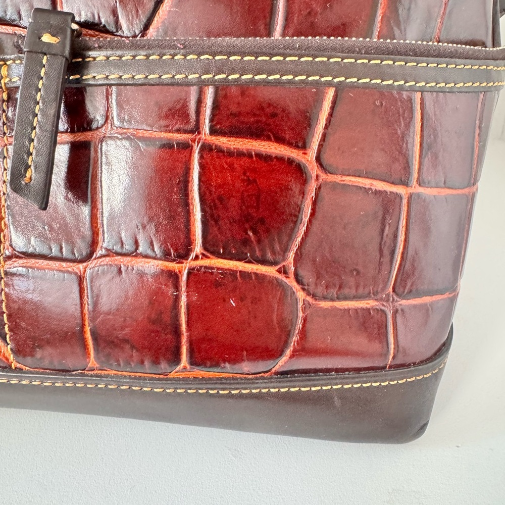 SOLD: Dooney & Bourke Croc-Embossed Leather Satchel - Picture 3 of 14